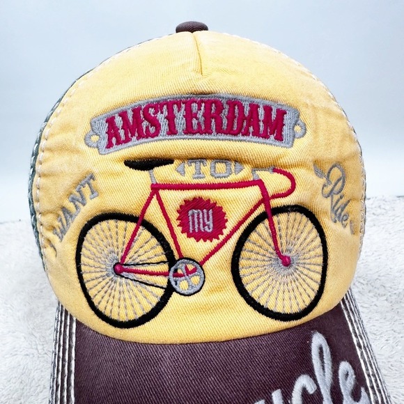 Robin Ruth Amsterdam Bicycle Graphic Baseball Cap Trucker Hat Adjustable NEW OS - Picture 3 of 12